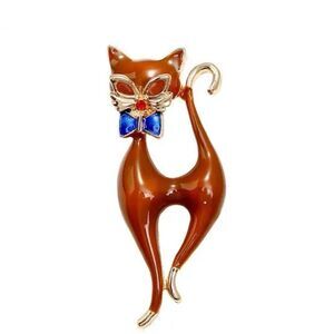 SLIM BROWN CAT BROOCH